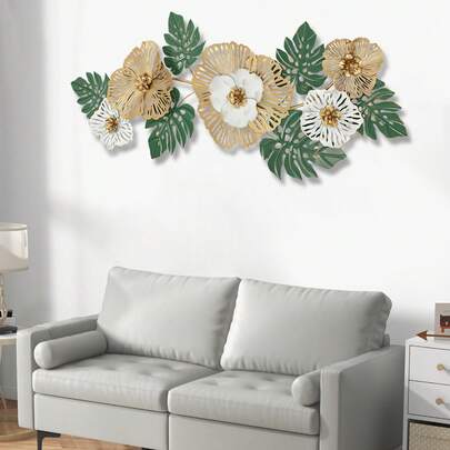 YUNRUX Wohnzimmer Wanddekoration, Blumen Wanddekoration, Metall hängende Dekoration