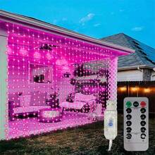 Luces de cortina LED con 8 modos, alimentadas por USB, luces de ambiente para boda, Año Nuevo, Día de San Valentín, dormitorio, sala de estar, decoración de pared, cumpleaños, fiesta, decoración de ventana interior (control remoto no incluido con batería) - Luz de cortina USB - Ver 3