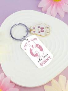 1个可爱兔子钥匙扣，适合兔子爱好者，复活节可爱兔子钥匙扣礼物，送给兔妈妈、青少年等趣味十足的礼物 - 彩色 - 查看 5