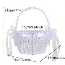 Wedding Flower Girl Baskets With Crystal Pendant Decor Lace Bow Flower Baskets For Wedding Ceremony - White - View 5