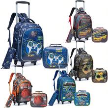 Girls Rolling Backpack With Lunch Box And Pencil Case, Suitable For Elementary School Students, Children's Travel Luggage, Designed For Girls