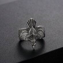 A Non-Fading Fashion Punk European And American Style Retro Flying Eagle Stainless Steel Ring Men's Fashion Creative Vintage Bird Ring Hand Accessory - 銀色 - 查看 3