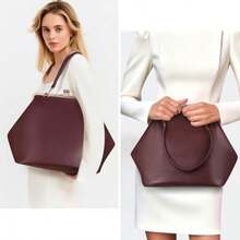 Large Women's Kiss Lock Bag PU Medium Top Handle Handbags Kiss Clasp Shoulder Bags Tote Purse Messenger Clutch - Đỏ - Xem 2