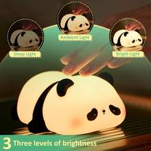 Đèn ngủ LED hình gấu nằm dễ thương, đèn bàn hình gấu trúc đáng yêu, trang trí bàn làm việc, đèn gấu trúc quyến rũ, sạc USB kèm cáp USB, lựa chọn hoàn hảo cho quà tặng tiệc tùng và lễ Phục sinh. - trắng - Xem 3