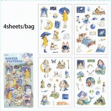 Bộ 4 sticker, dòng Mancurial, với hình ảnh các nhân vật, thú cưng và họa tiết hoa lá đẹp mắt, thích hợp để dán lên sổ lưu niệm, sổ tay, và có thể dùng để trang trí khung ảnh, máy tính, ốp điện thoại, cốc, tạp chí, hộp bút, hành lý. Cũng thích hợp làm sticker cá nhân hóa, đồ dùng học tập, quà Giáng sinh, quà tặng cho nữ, người hâm mộ, đồ dùng làm sổ lưu niệm, văn phòng phẩm dễ thương. - Nhiều màu - Xem 18
