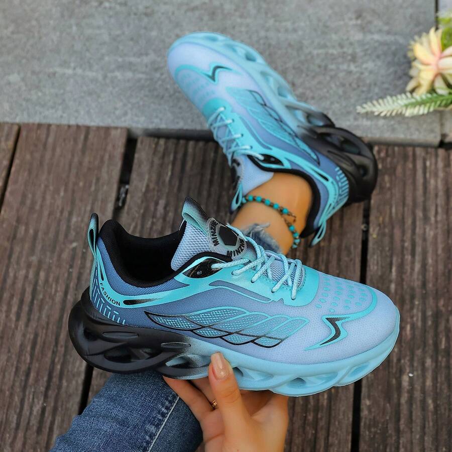 Zapatillas deportivas casuales con suela trenzada en degradado para mujer, zapatos cómodos y ligeros para caminar