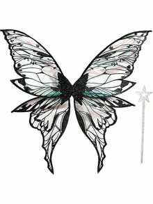 1pc New Holiday Party Halloween Makeup Prop Adult Costume Butterfly Wings, Fairy Wings, Carnival - Multicolor - View 6
