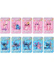 10/12pcs Disney Stitch Notebooks, Stitch Spiral Notebooks For Office Use, Cartoon Office Theme Diaries, Suitable For Students And Office Use, Back To School Gift, Birthday Party Gift, Christmas Gift, Christmas Stocking Stuffer, Christmas Present [Random Pattern Shipped] - Pink - View 5