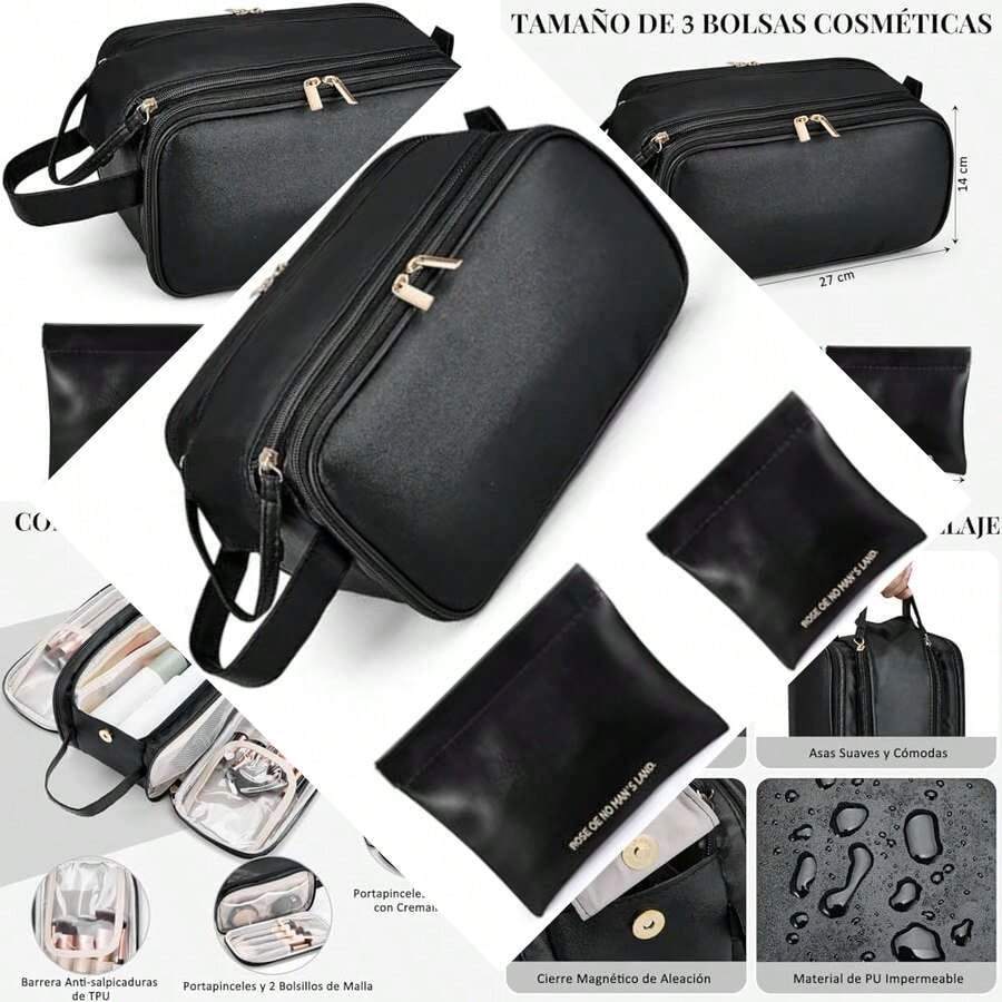 Travel Cosmetic Bag, Waterproof Skin-friendly, Versatile with 2 Mini Makeup Bags, Large Capacity and Portable - como en la foto - Ver 1