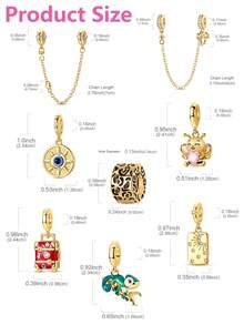 DIY镀金饰品 邪眼蜜蜂手提箱珐琅水晶吊坠 手链项链情人节礼物 浪漫可调节链条 首饰制作配件 - 金色 - 查看 9