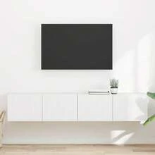 vidaXL Meuble TV mural 2 pcs Blanc 60 x 31 x 29,5 cm Bois d'ingénierie - Blanc - Voir 1