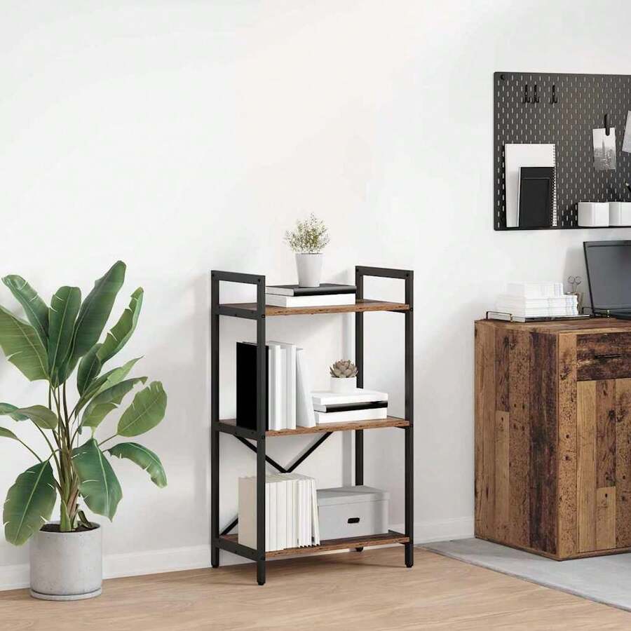 vidaXL Étagère Bois Ancien 56 x 34 x 96 cm Bois d'ingénierie - Tabac - Voir 1