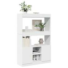 vidaXL Buffet haut blanc 92x33x140 cm bois d'ingénierie - Blanc - Voir 4