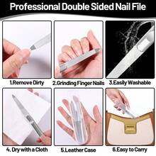 不锈钢指甲锉，双面金属指甲锉，女士专用，适合自然指甲的修甲和足疗 - 銀色 - 查看 6