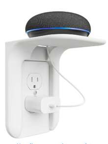 WALI Estante de Pared para Enchufe, Soporte para Enchufe de Pared hasta 4.5 kg, Ahorro de Espacio, Organizador de Estante Vertical Dúplex Estándar para Decor de Hogar, 1 Paquete, Blanco (OLS001-W) - Albaricoque - Ver 6