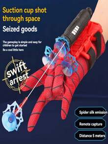 Spider Web Shooter Gloves, 5M Rope Gloves Toy Launcher, Funny Capture Toy Gloves With Button On Palm To Shoot Suction Cup Web Bullets, Become A Superhero And "Save The City" - Multicolor - View 5