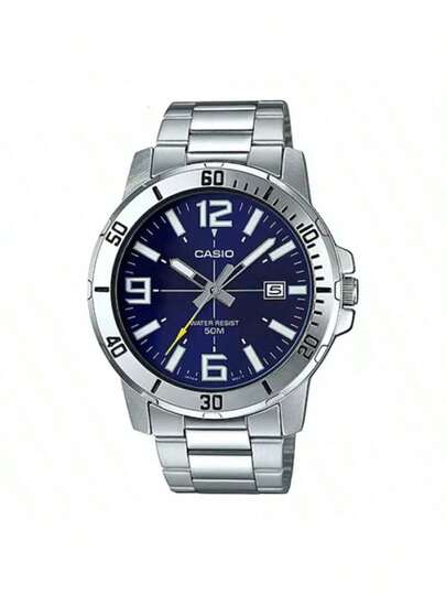 Casio Men's Quartz Stainless Steel Three-Hand Watch Casual Business Waterproof Watch Stainless Steel Case/Scratch-Resistant Glass Mirror MTP-VD01D-1B/MTP-VD01D-2B