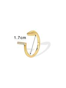 Charm-In 女士镀金立方氧化锆仿珍珠戒指（仿珍珠装饰开口戒指/几何开口戒指/宽边光滑开口戒指可选） - 时尚饰品，适合日常佩戴、约会、通勤，是送给女性的绝佳礼物