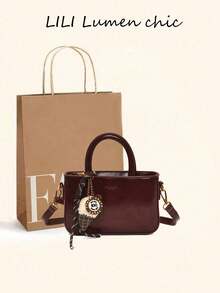 This Year's Trending Popular Bag For Women Is A Versatile New Fashion Item. It's A Stylish Crossbody And Handbag With A Small Top-Handle Design, Bucket Shape, And Comes In Red. It's High-Appeal And Suitable As A Single-Shoulder Bag Or Square Bag - Red - View 7