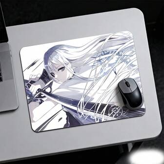 Glasmatta, japansk animeflickdesign med silverhårig, hård spelmusmatta för PC, smidig kontroll, dominerar spelet, oändlig hållbarhet, speciell glasyta med förbättrad precision och hastighet