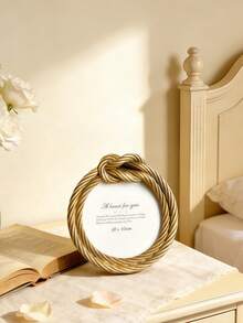 Elegant Gold Rope Knot Photo Frame Set - Vintage Round And Rectangular Decorative Frames, Suitable For Bedroom Vanity, Living Room Tabletop, Wedding/Birthday Gift, Exquisite Twisted Design Photo Display, Fits 4x6/5x7 Photos, Fashionable Home Decor Accent - Multicolor - View 11