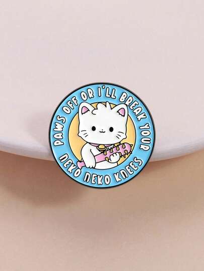 1pc Cute Fierce Kitten Brooch, Zinc Alloy Enamel-Like Material, Fierce Kitten Spiked Club Decor, Kitten Text Badge, Unisex Design, Daily Accessory Gift