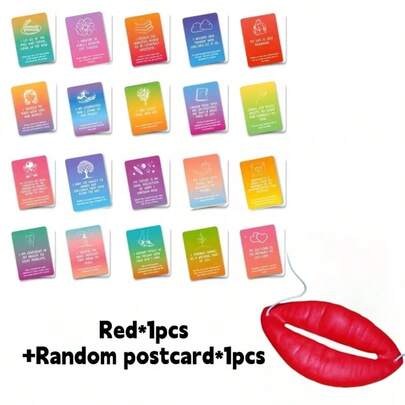 两件套（包含1个红色巨型趣味嘴唇道具+1张随机明信片） - 超大号趣味嘴套 - 耐用橡胶材质，超大号红色/粉色嘴唇造型配饰，适用于婚礼、派对、主题活动和拍照道具 - 趣味生日/节日礼物