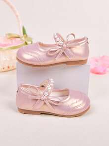 2026新款时尚粉色女童鞋，编织蝴蝶结装饰，图案防滑平底复古公主风鞋，适合女孩在派对、度假或夏季郊游时作为公主鞋穿着。 - 粉色 - 查看 9