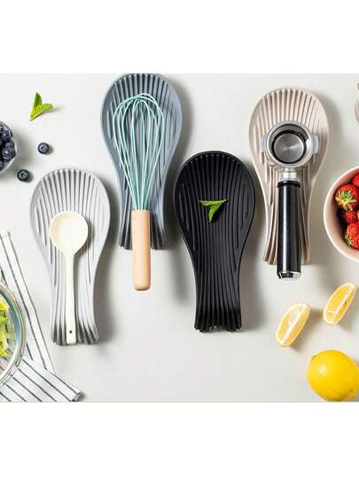 1 pieza Reposaespátulas de silicona, soporte flexible con forma de cuchara de silicona para utensilios de cocina, soporte para espátulas, material de silicona, adecuado para cocina, fiesta de verano en la playa, comida, camping, almacenamiento, decoración de habitaciones, suministros de cocina