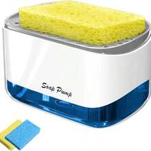 高级厨房皂液器 - 带海绵架、水槽按压泵和即时补充皂液架的液体皂液器 - 彩色 - 查看 2