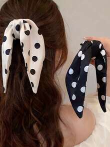 2个/1个女士黑白优雅蝴蝶结波点发夹，时尚百搭简约发饰，适合日常、休闲、派对、通勤、度假、发型设计、化妆、搭配服装，女士爪夹优雅发爪 - 黑與白 - 查看 5