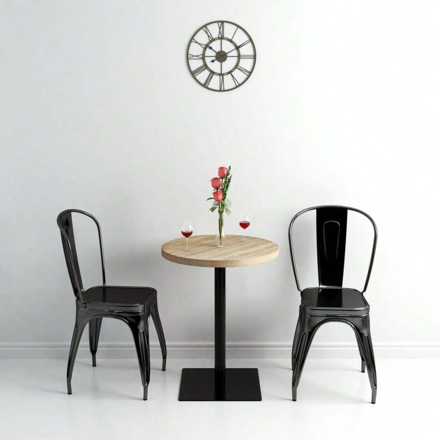 vidaXL Tavolo da bistrot in MDF e acciaio rotondo 60 x 75 cm Colore cenere - Beige - Visualizzare 1