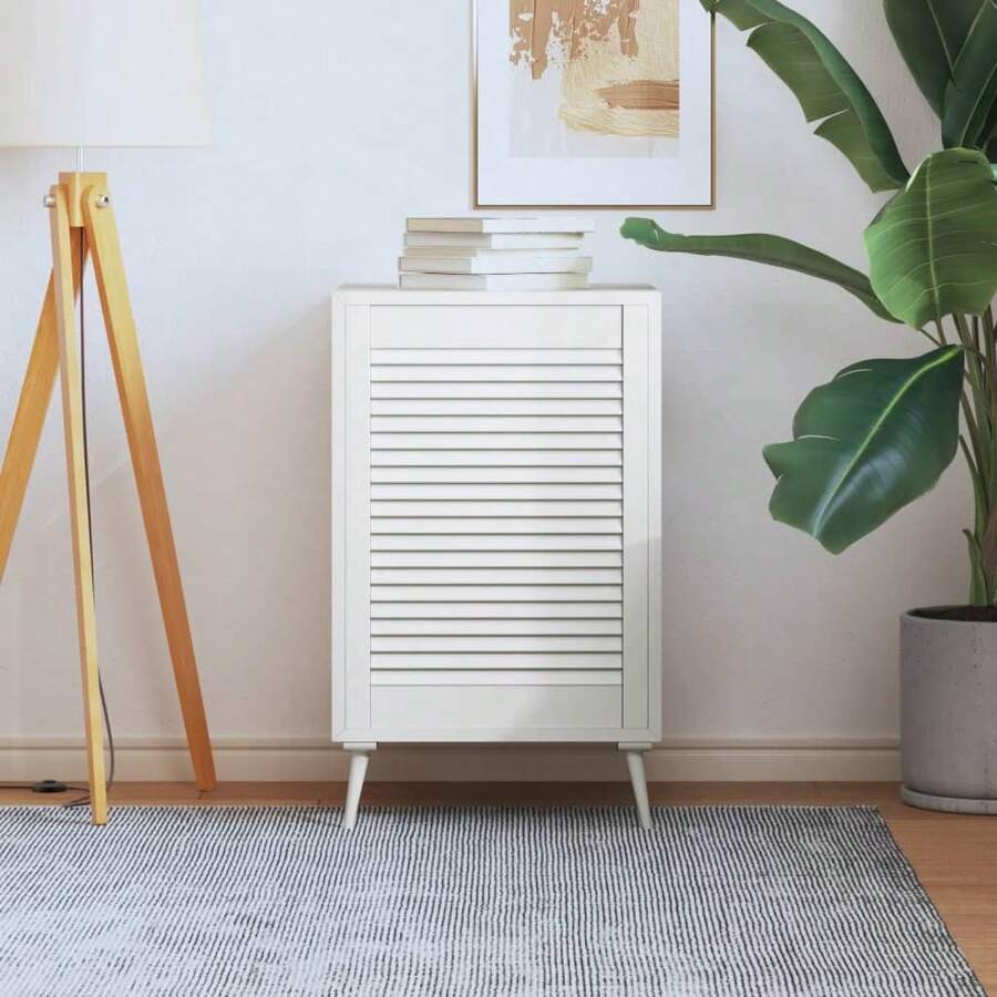 vidaXL Armadio con persienne bianco 69x49,4 cm in legno di perno massiccio - Bianco - Visualizzare 1