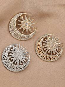 1枚日月胸针，高端男女通用胸针，防滑翻领别针，优雅别致的西装配饰 - 彩色 - 查看 3