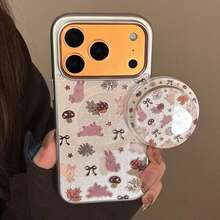 GUCADI 1pc Silver Edged Magnetic Gold-Plated Autumn Rabbit + Autumn Rabbit Gold-Plated Magnetic Stand, Silver Edged Gold-Plated Rabbit Phone Case Compatible With Apple 17 Pro Max, 16, 15 Magnetic Stand, Compatible With Apple 17 Pro Max, 15 Magnetic Stand, 16, 14, P70 - Multicolor - View 6