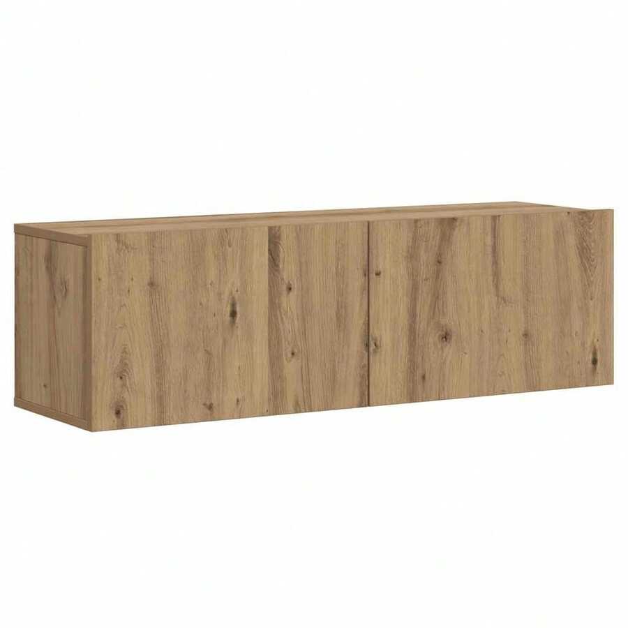 vidaXL Mural TV Meuble chêne artesanal 100x30x30 cm engenharia madeira - Castanho - Ver 1