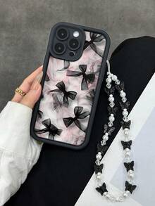 蝴蝶结彩绘凹槽黑色手机壳，配蝴蝶链，防摔加厚简约时尚，兼容 17/17 Pro/17 Pro Max/16/15、彩绘 15 Pro Max、Apple P13 手机壳、P14 女款手机壳、P11 软壳手机壳、P12 防摔手机壳，适用于 XS/XR/16 Pro Max/13 手机，型号：78P.78GES2，适用于 16/15/XR/16 Pro Max/7P/8P/P12 Pro Max/P13 Pro Max/P14 Pro Max/P13/P14/P11/P12/P14 女款软壳防摔手机壳 - 彩色 - 查看 3