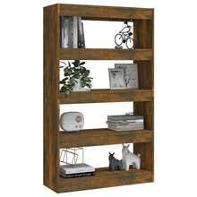 vidaXL Biblioteca/Separador de peças Chêne fumé Bois d'ingénierie - Castanho - Ver 4