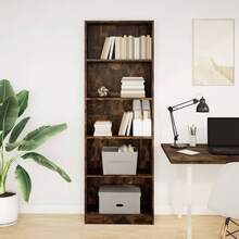 vidaXL Biblioteca chêne fumé 60x24x176 cm engenharia madeira - Castanho - Ver 3