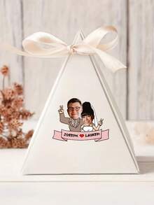 6/12/24pc Customized Wedding Photo Facial Stickers, Personalized Bride And Groom Couple Name Portraits Facial Stickers, Anniversary Wedding, Married Couple Gifts, Anniversary, Newlywed Gift Creativity - Multicolor - View 3