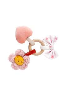 1 pieza Sonajero de madera con anillo para bebé, juguete de peluche suave para dentición, diseño lindo de bellota, estrella y flor, juguete sensorial para recién nacidos, bebés y niños pequeños, accesorio esencial y regalo de viaje - Multicolor - Ver 10