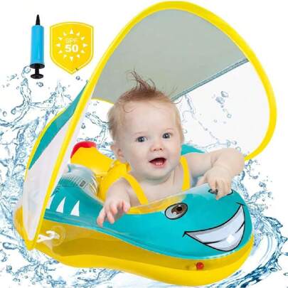 Flotador de Piscina para Niño con Toldo, Protección Solar UPF50+, Parte Inferior de Apoyo de , Inflable,39508449