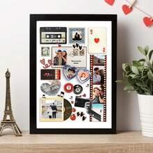 1pc Printable Retro Matchbook Collage Poster Custom Couple Art Personalized Canva Template Anniversary Valentines Or Birthday Custom Poster, Room Decor, Customized Wall Art, Pictures Custom Photo, Customizable Things, Optional Frame. - Multicolor - View 11