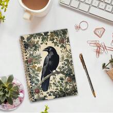 Nvucamd Gothic Dark Raven Spiral Notebook, Witchy Black Crow Botanical Journal Notebook, Dark Raven Cottagecore Journaling Notebooks For Women, Gothic Raven Office Schoolsss Supplies Gifts, 5.5x8.3 In - 烏鴉草 - 查看 3