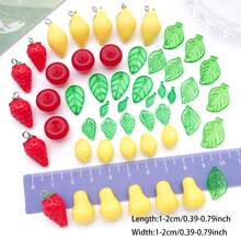50 件装亚克力迷你绿色透明小叶子水果系列套装，适用于 DIY 手工耳环串珠饰品配件。 - 均碼 - 查看 4