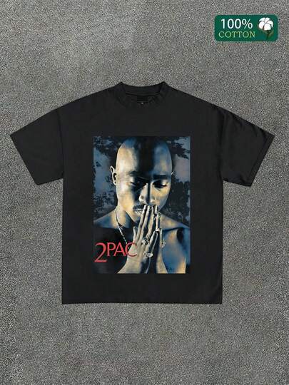 Hip Pop Starts Praying Unisex Black Short Sleeve T-Shirt ,Vintage Cotton T Shirt, Holiday Gifts,Unisex