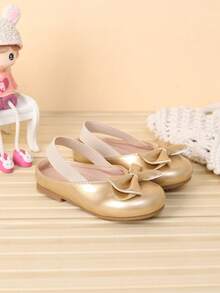 1 Pair Fashionable Bow Decor Girls Casual Shoes, Spring/Summer - Gold - View 3