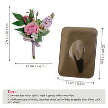 双用途人造花卉摆件，亚克力底座，适用于婚礼和桌面装饰，持久耐用，两种颜色可选：透明/黑色底座 - 黑色 - 查看 9