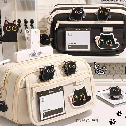 Estuche para lápices de gran capacidad de 9 capas - Caja de papelería, bolsa para bolígrafos, organizador multicompartimento para papelería, cosméticos y suministros de oficina - Diseño con cremallera, portátil - Adecuado para la escuela, la oficina, adolescentes y adultos, estuche para lápices | Apariencia moderna y elegante, estuche para lápices, útiles escolares, regalo de vuelta al colegio, artículos esenciales de vuelta al colegio (pegatinas, estilo de bloc de notas aleatorio)