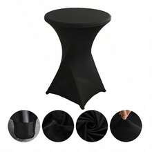 Spandex Cocktail Party Round Table Cover, Solid Color Elastic Polyester Tablecloth, Washable And Machine Washable, Wrinkle Resistant Elastic Table Skirt, Suitable For Wedding, Banquet And Party Decoration, With Multiple Solid Colors To Choose From - Multicolor - View 3